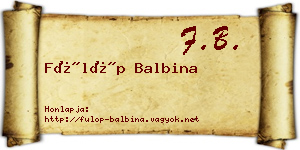 Fülöp Balbina névjegykártya